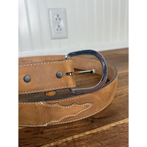 Justin Men's Brown Leather Western Classic Belt Style Size 40 Grain Cowhide USA - Picture 2 of 6